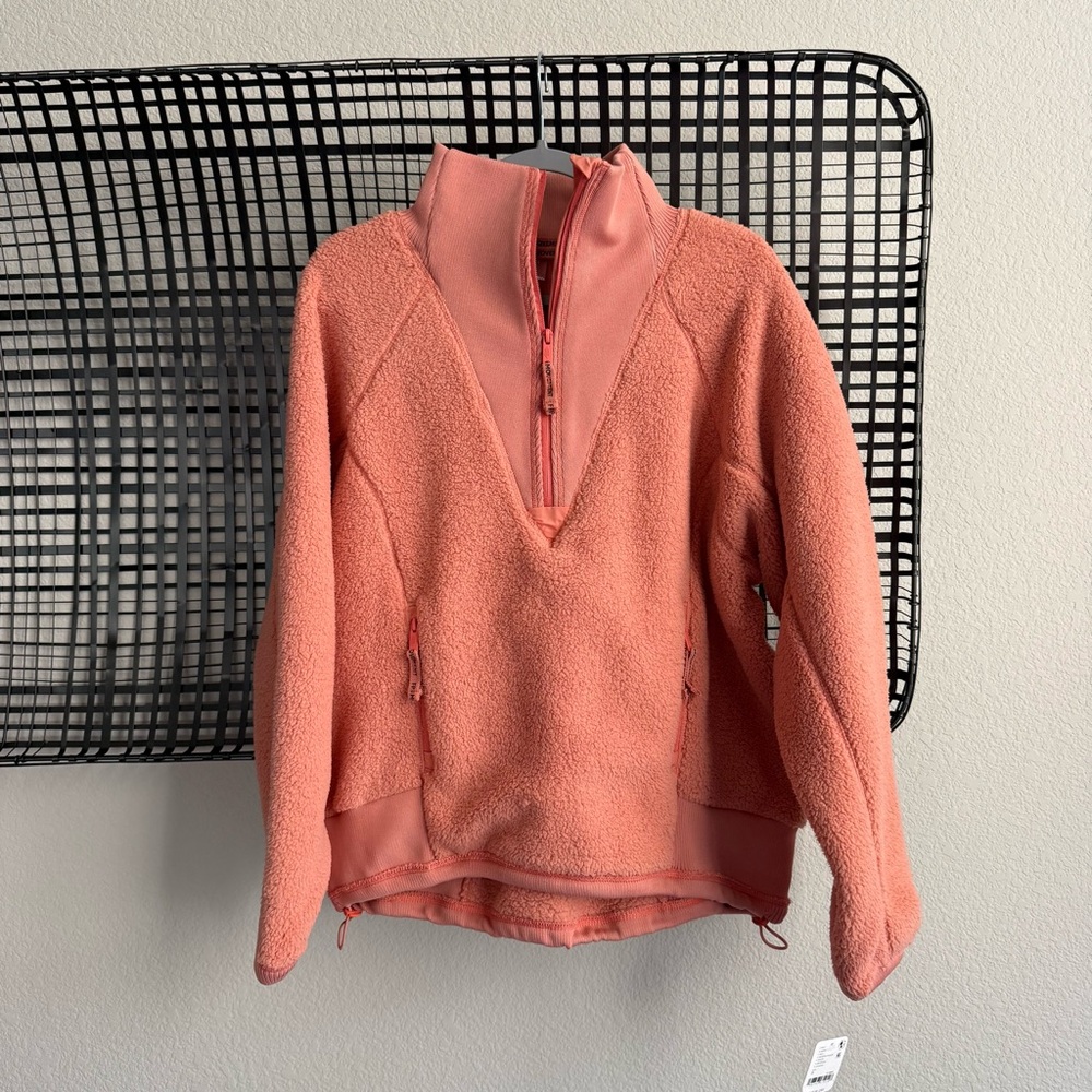 Free people ready set rib fleece pullover frosted peach - Picture 4 of 8